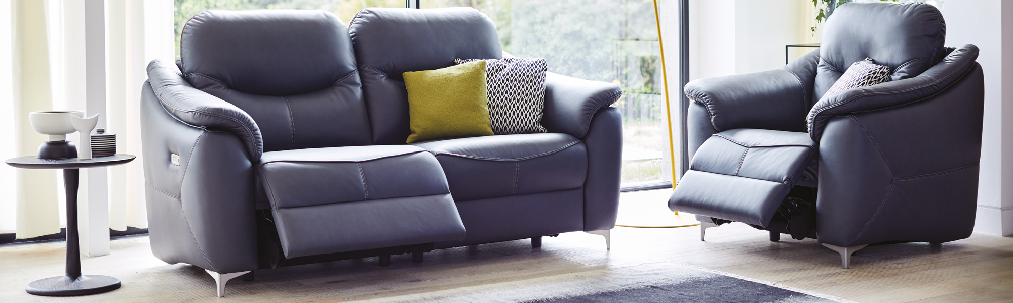 Leather 3 Seater Manual Recliners